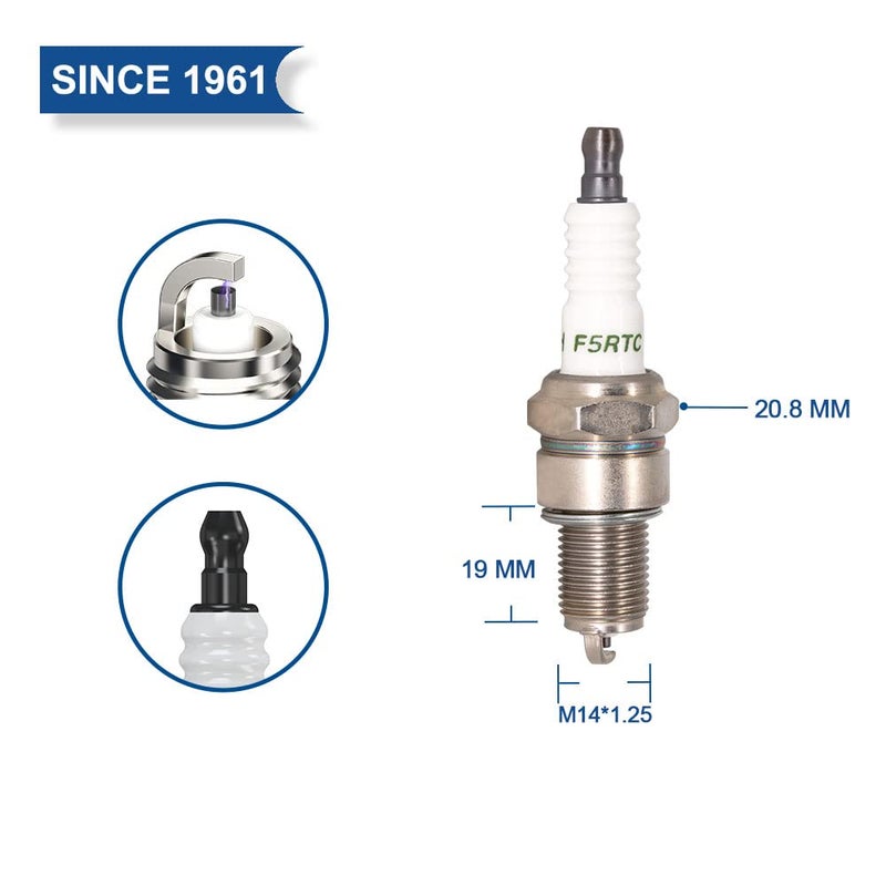 TORCH F5RTC Spark Plug Replace for NGK 7734/BPR5ES, for Champion 322/RN11YC 404/RN12YC 8405, for Denso 5305/IW16 3256/J16CR-U 3013/W14EXR-U 3021/W16EPR-U 3031/W16EXR-U, for Harley Davidson 5RL, OEM - Image 2